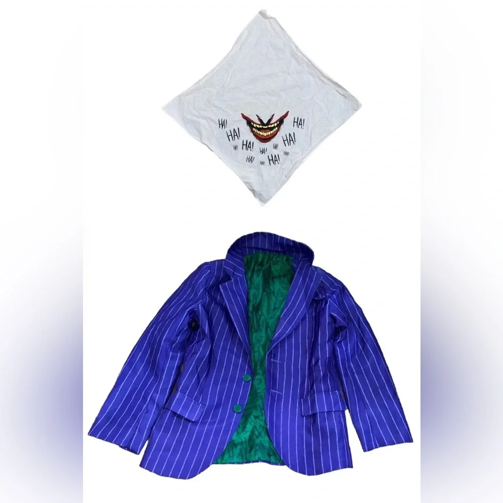 Child Fancy Dress Size Medium Batman Joker Purple Jacket With White Bandana
